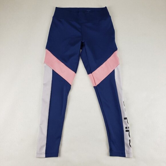 Adidas Womens Designed To Move Leggings Blue Womens Small Color Block Climalite - Picture 1 of 12